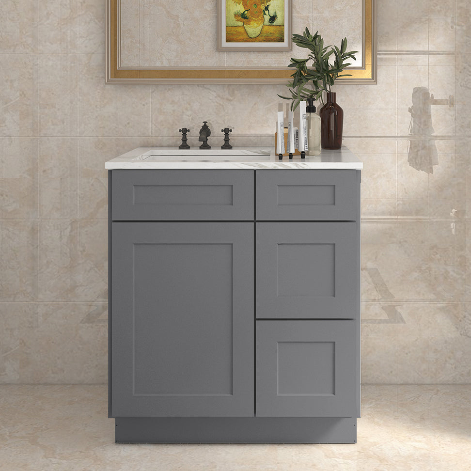 21"Dx30"Wx34-1/2"H Birch Solid Wood Bath Vanity Cabinet without Top V3021DR