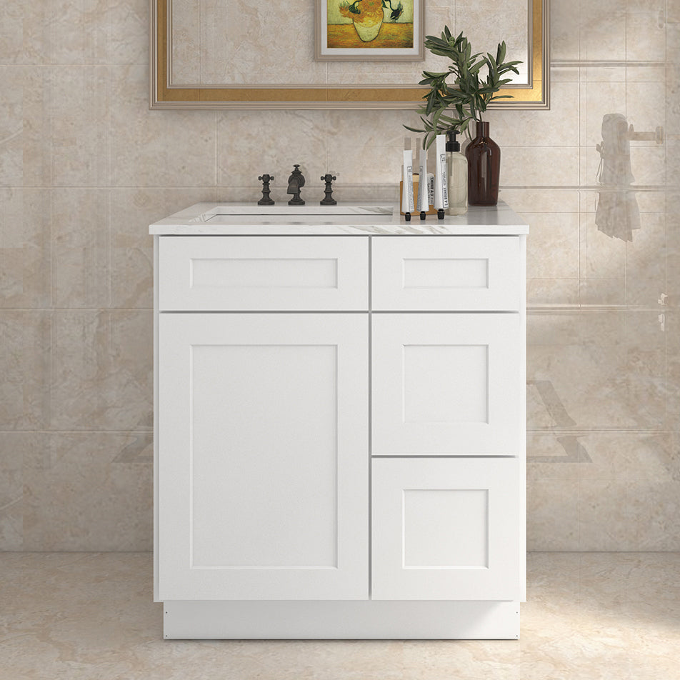 21"Dx30"Wx34-1/2"H Birch Solid Wood Bath Vanity Cabinet without Top V3021DR
