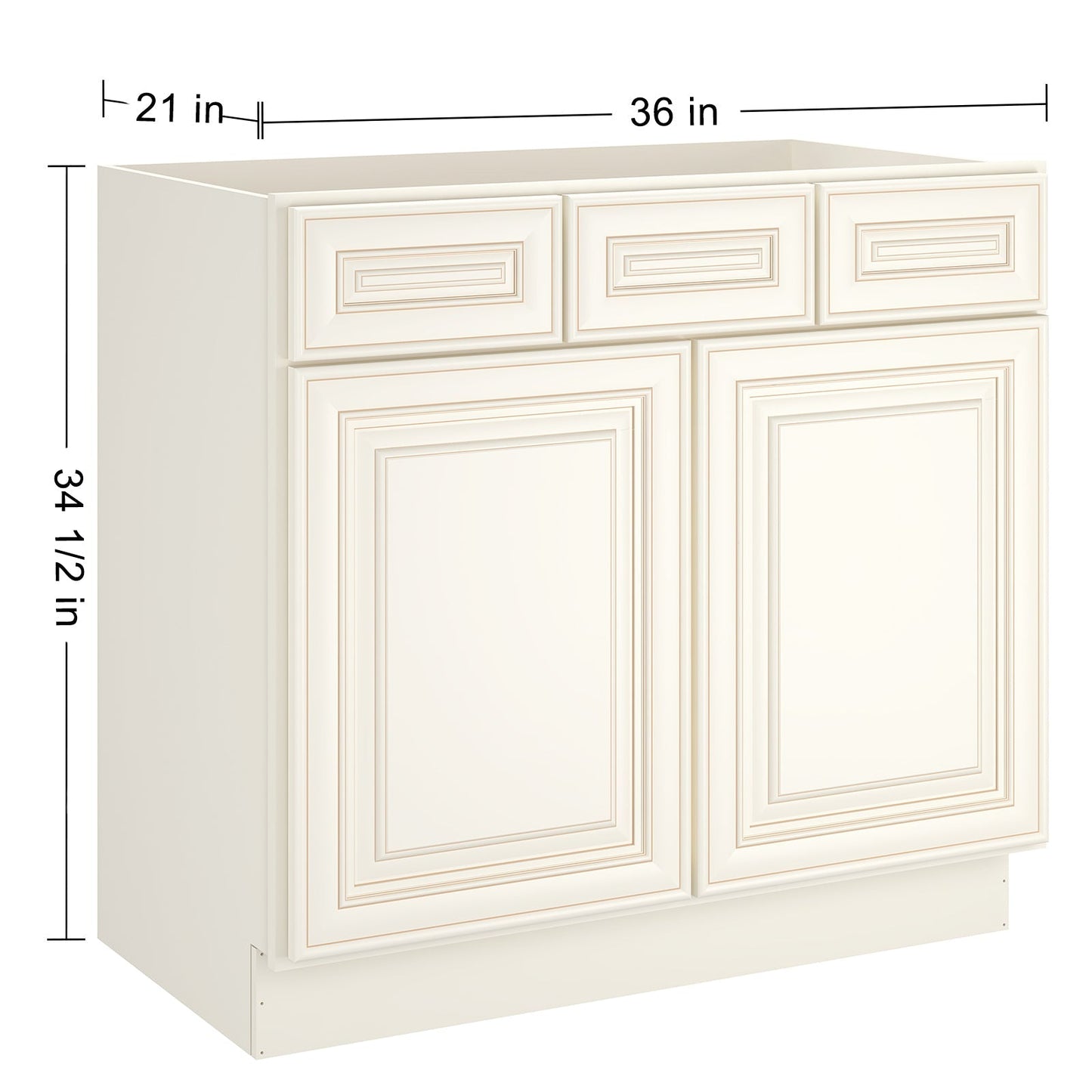 21"D Birch Solid Wood X 36"W X 34-1/2"H Vanity Sink Drawer Cabinet Wthout Top VSD36