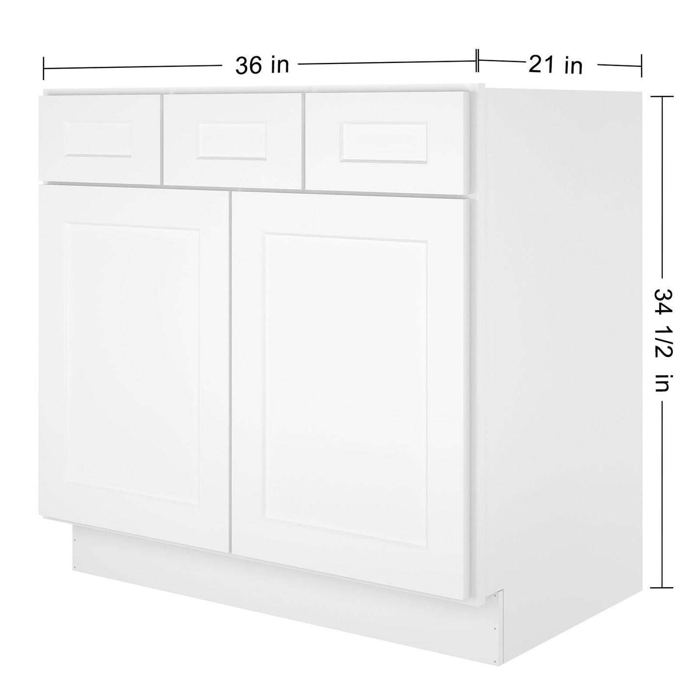 21"D Birch Solid Wood X 36"W X 34-1/2"H Vanity Sink Drawer Cabinet Wthout Top VSD36