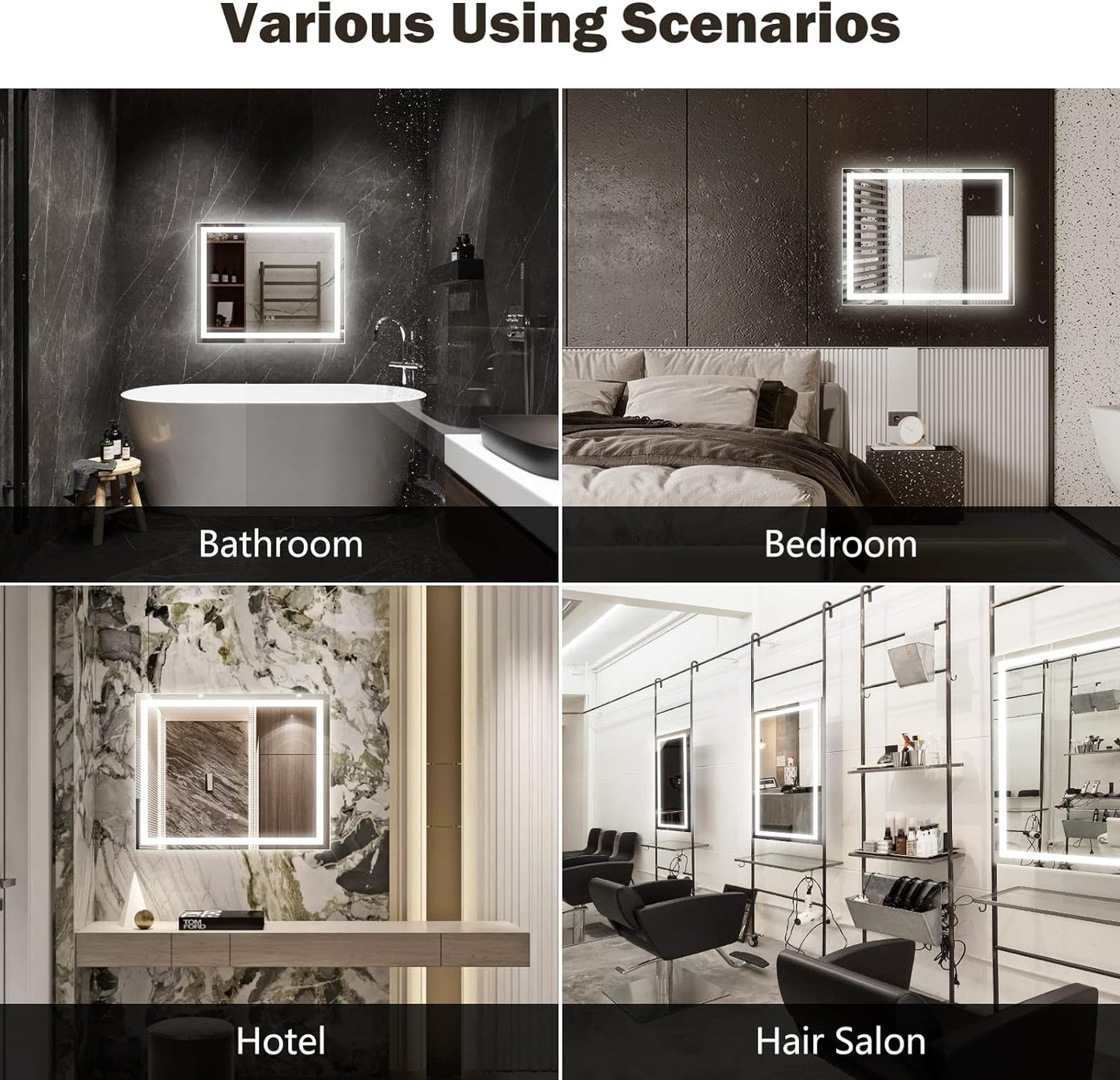 Frameless Frosted Square Led Bathroom Mirrors with Dimmable Lights Lager