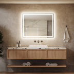 Frameless Frosted Square Led Bathroom Mirrors with Dimmable Lights