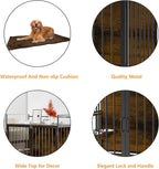 Furniture Style Large Dog Cage with Adjustable Raised Feeder Large