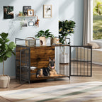 Furniture Style Large Dog Cage with Adjustable Raised Feeder Large