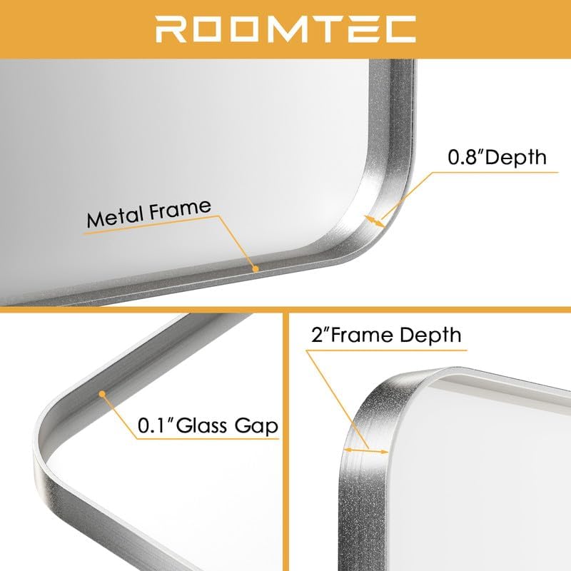 Lovmor Gold Bathroom Mirrors for Wall, 20X30 Inch Rounded Rectangle Mirror, Gold Bathroom Vanity Mirror, Metal Framed Wall-Mounted Mirror,Tempered Glass,（Horizontally or Vertically