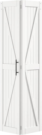 LOVMOR Bifold Barn Door,Bi-Fold Sliding Closet Doors,Pine,No Assembly Required,Without Hardware Kit