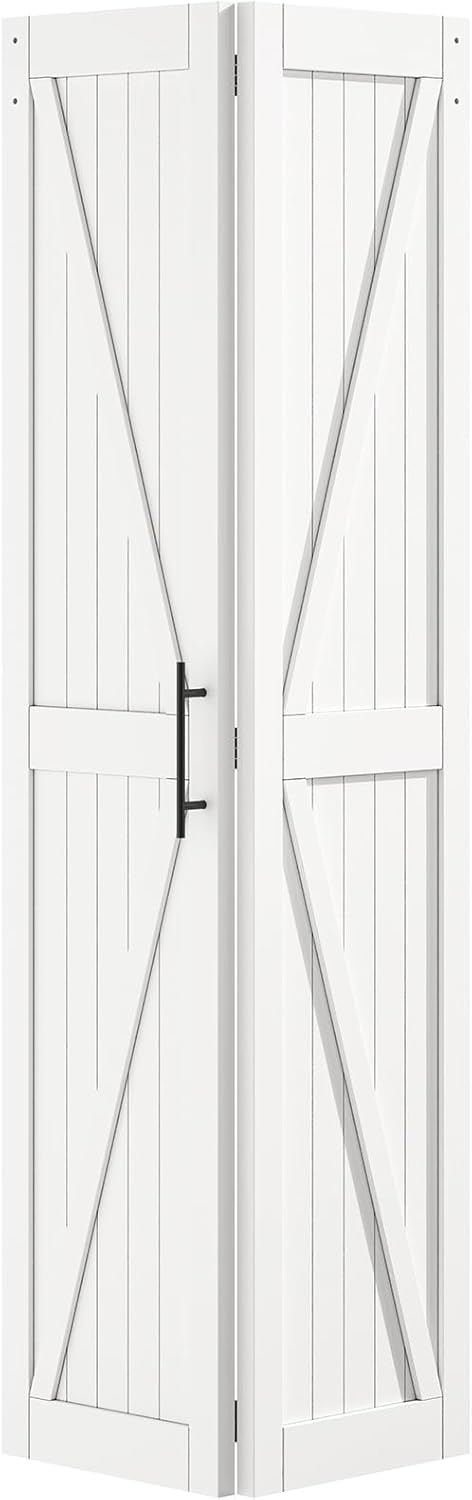 Hausvita LOVMOR Bifold Barn Door,Bi-Fold Sliding Closet Doors,Pine,No Assembly Required,Without Hardware Kit