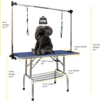 LOVMOR  46" Dog Grooming Table,Foldable Home Pet Bathing Station with Adjustable Height Arm/Noose/Mesh Tray