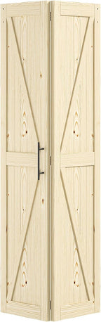 LOVMOR Bifold Barn Door,Bi-Fold Sliding Closet Doors,Pine,No Assembly Required,Without Hardware Kit