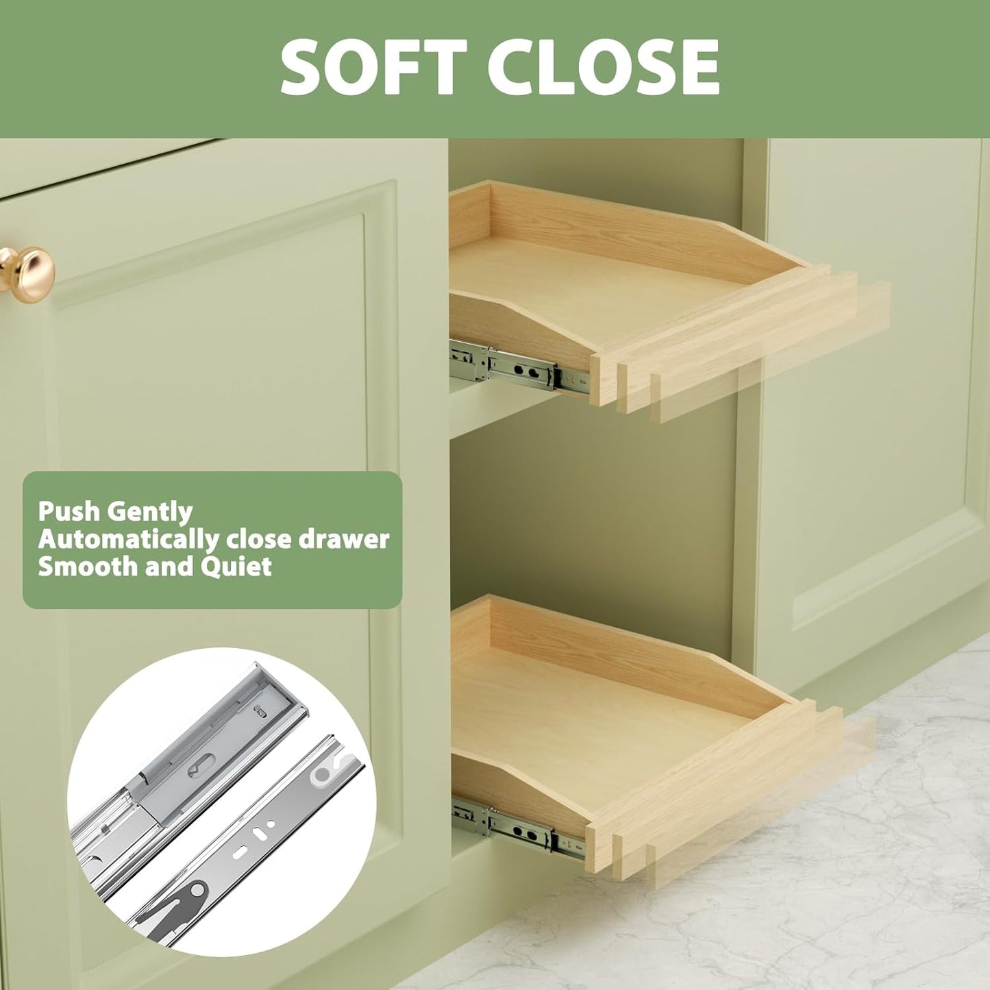 LOVMOR 2 Tier Pull Out Cabinet Organizer, Double Tier Slide Out Wood Cabinet Organizer with U Bracket, Pull Out Drawers for Base Cabinet Organization in Kitchen, Pantry(13½"W x 21" D)