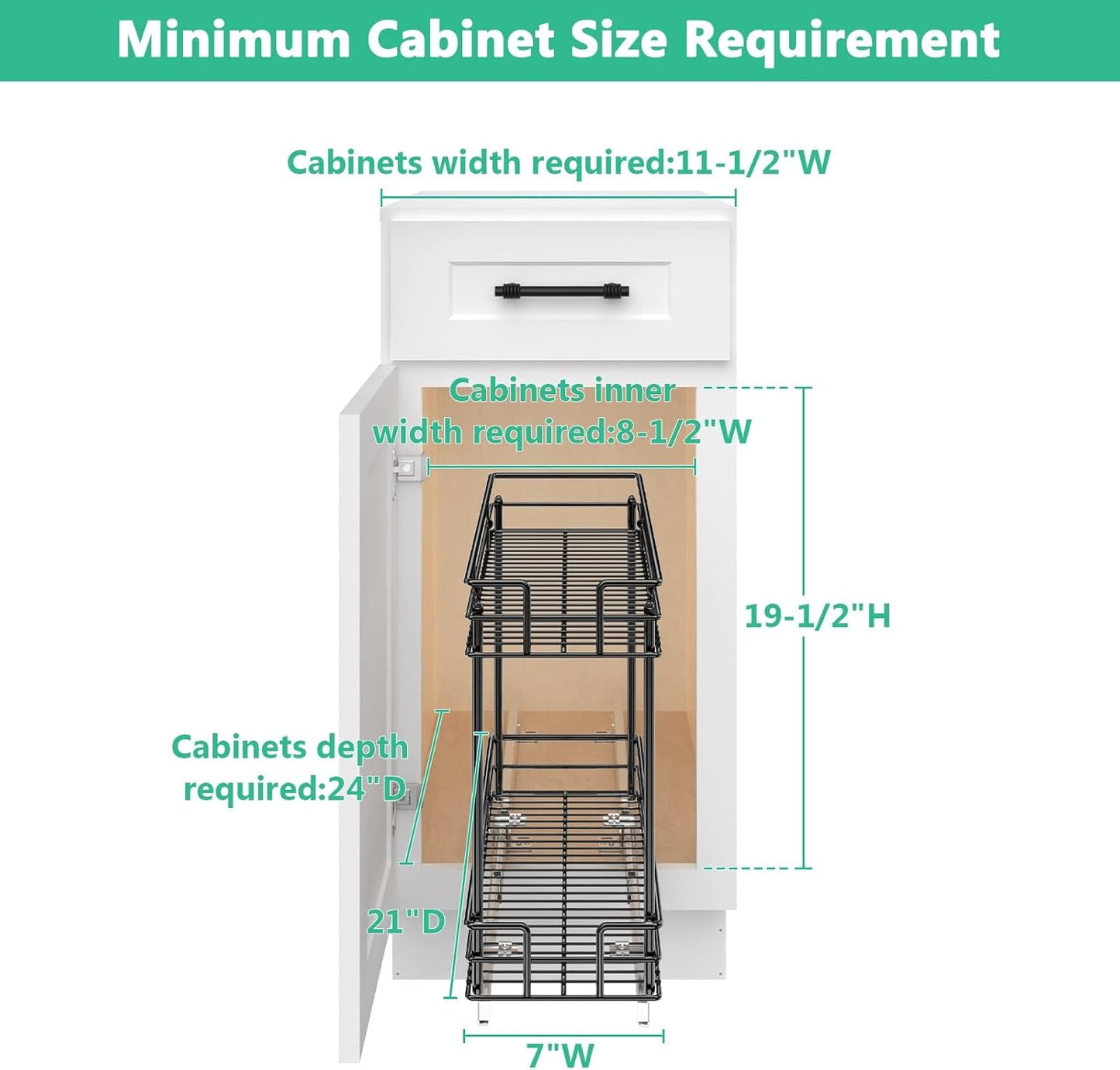 LOVMOR  Pull Out Spice Rack for Narrow Cabinet (5½" W X 21" D),2 Tier Slide Out Cabinet Organizer and Pull Out Shelves Under Cabinet Storage for Kitchen, Chrome