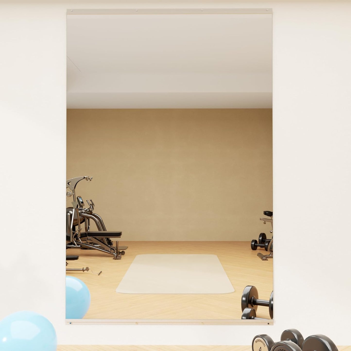 Hausvita Workout Mirrors for Home Gym 24'x48'', Large Wall Mirror Full Length for Fitness, Yoga, Big Wall Mounted Frameless Glass Mirror for Garage, Dance Studio, Bedroom