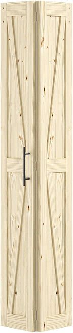 LOVMOR Bifold Barn Door,Bi-Fold Sliding Closet Doors,Pine,No Assembly Required,Without Hardware Kit