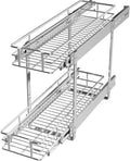 LOVMOR 2 Tier Individual Pull Out Cabinet Organizer 11"W x 21"D, Slide Out Kitchen Cabinet Storage Sliding Shelves