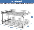 LOVMOR 2 Tier Individual Pull Out Cabinet Organizer 11"W x 21"D, Slide Out Kitchen Cabinet Storage Sliding Shelves