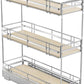 LOVMOR 3-Tier Pull Out Cabinet Organizer Spice Rack for Narrow Cabinet 6" W x 20½" D, Slide Out Wood Shelves Storage for Kitchen