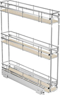 LOVMOR 3-Tier Pull Out Cabinet Organizer Spice Rack for Narrow Cabinet, Slide Out Wood Shelves Storage for Kitchen