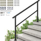 Hausvita LOVMOR 2 Pack 2 Step Handrails for Outdoor Steps, Safety Outdoor Hand Rails for Exterior Steps, Black Wrought Iron Stair Railing Kit (1-2 Steps Handrail)