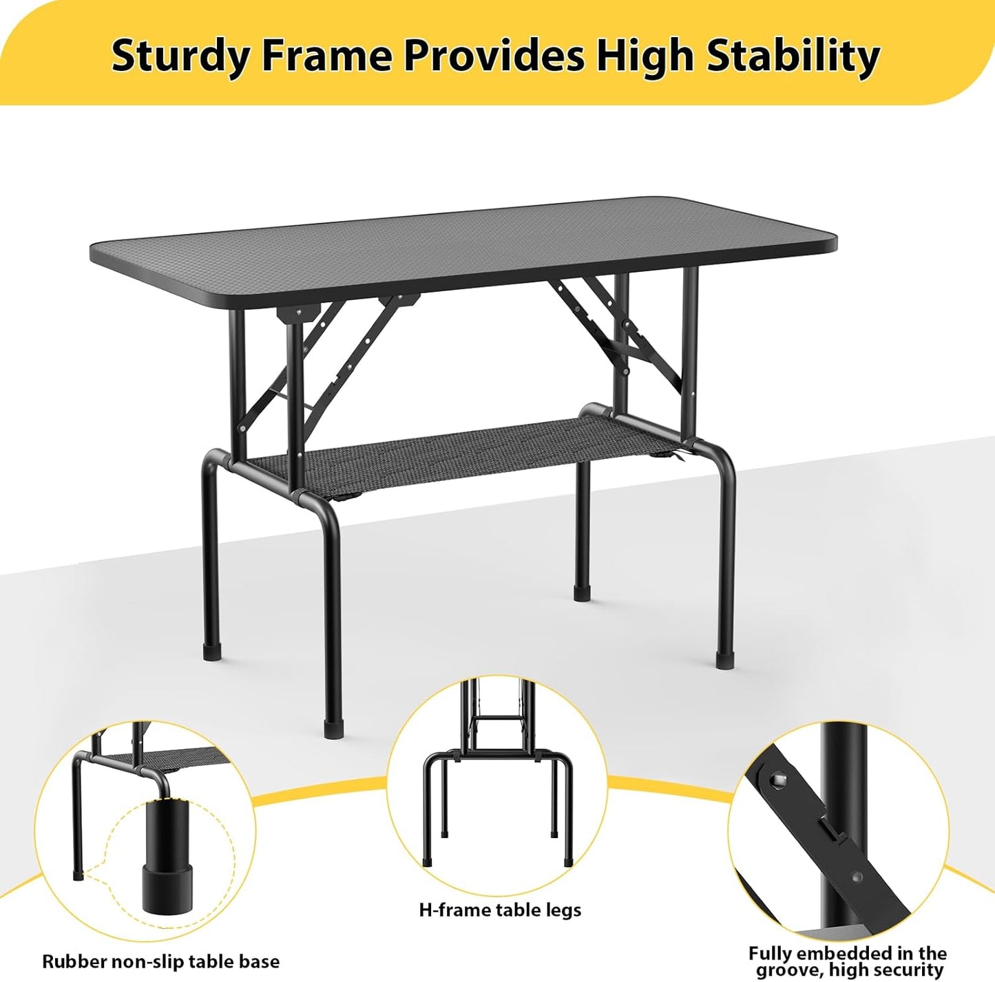 LOVMOR 36 Inch Dog Grooming Table,Foldable Pet Grooming Tables at Home with Adjustable Arm,Nooses, Mesh Tray