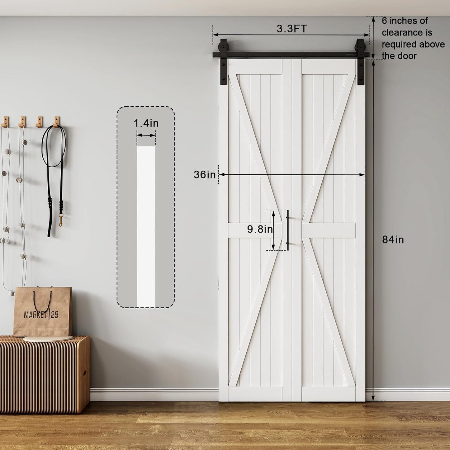 Hausvita LOVMOR Bifold Barn Door,Bi-Fold Sliding Closet Doors,Pine,No Assembly Required,Without Hardware Kit