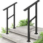 Hausvita LOVMOR 2 Pack 2 Step Handrails for Outdoor Steps, Safety Outdoor Hand Rails for Exterior Steps, Black Wrought Iron Stair Railing Kit (1-2 Steps Handrail)