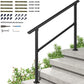 Hausvita LOVMOR 2 Pack 2 Step Handrails for Outdoor Steps, Safety Outdoor Hand Rails for Exterior Steps, Black Wrought Iron Stair Railing Kit (1-2 Steps Handrail)