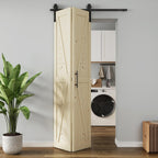 LOVMOR Bifold Barn Door,Bi-Fold Sliding Closet Doors,Pine,No Assembly Required,Without Hardware Kit