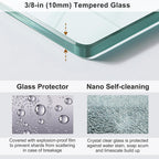 LOVMOR  56 to 60'' W x 76'' H Frameless Shower Door, Double Sliding Shower Door with Premium 3/8'' (10mm) Thick Tempered Glass, Stainless Steel, Matte Black