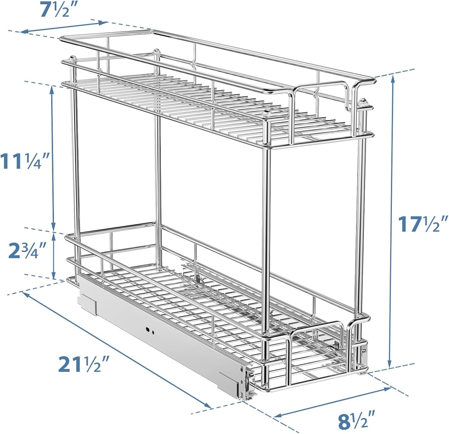 LOVMOR Pull Out Spice Rack for Narrow Cabinet (5½" W X 21" D),3 Tier Slide Out Cabinet Organizer and Pull Out Shelves Under Cabinet Storage for Kitchen, Chrome