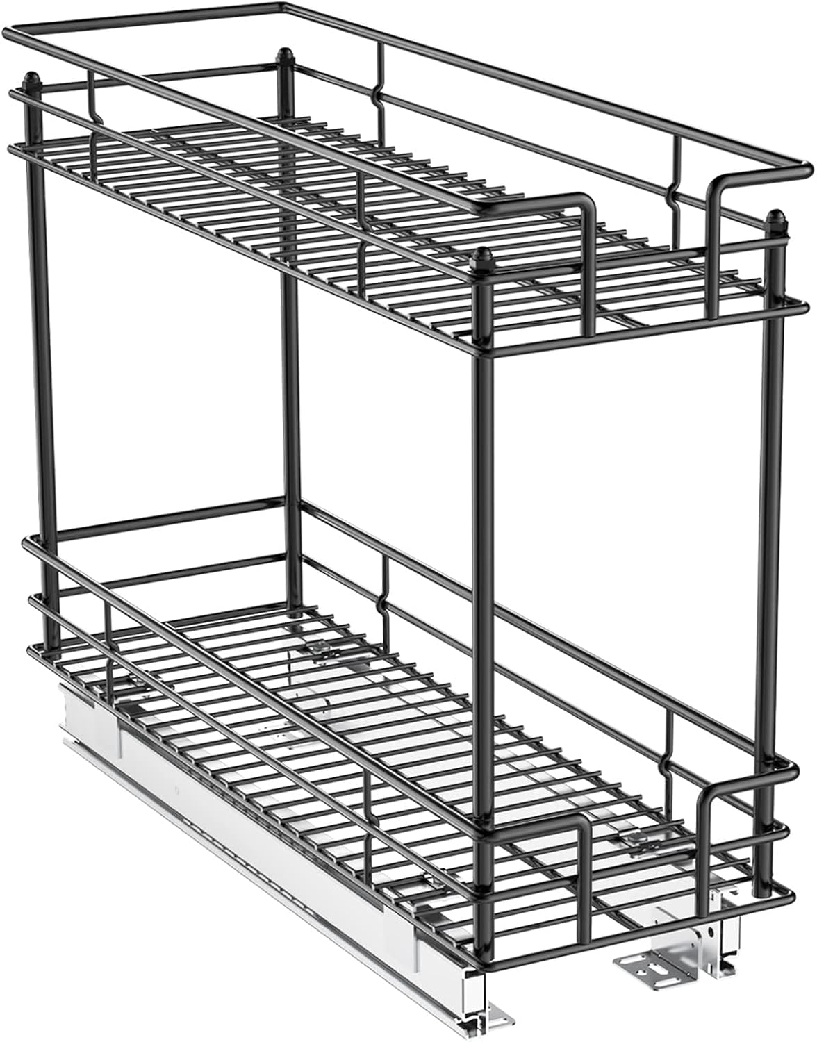 LOVMOR Pull Out Spice Rack for Narrow Cabinet (5½" W X 21" D),3 Tier Slide Out Cabinet Organizer and Pull Out Shelves Under Cabinet Storage for Kitchen, Chrome