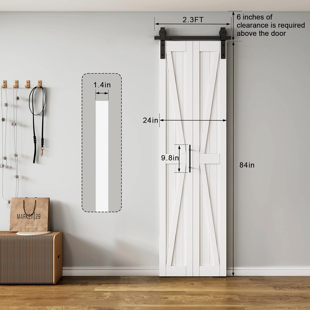 LOVMOR Bifold Barn Door,Bi-Fold Sliding Closet Doors,Pine,No Assembly Required,Without Hardware Kit
