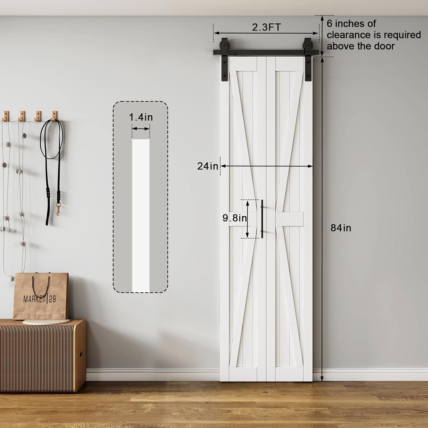 LOVMOR Bifold Barn Door,Bi-Fold Sliding Closet Doors,Pine,No Assembly Required,Without Hardware Kit