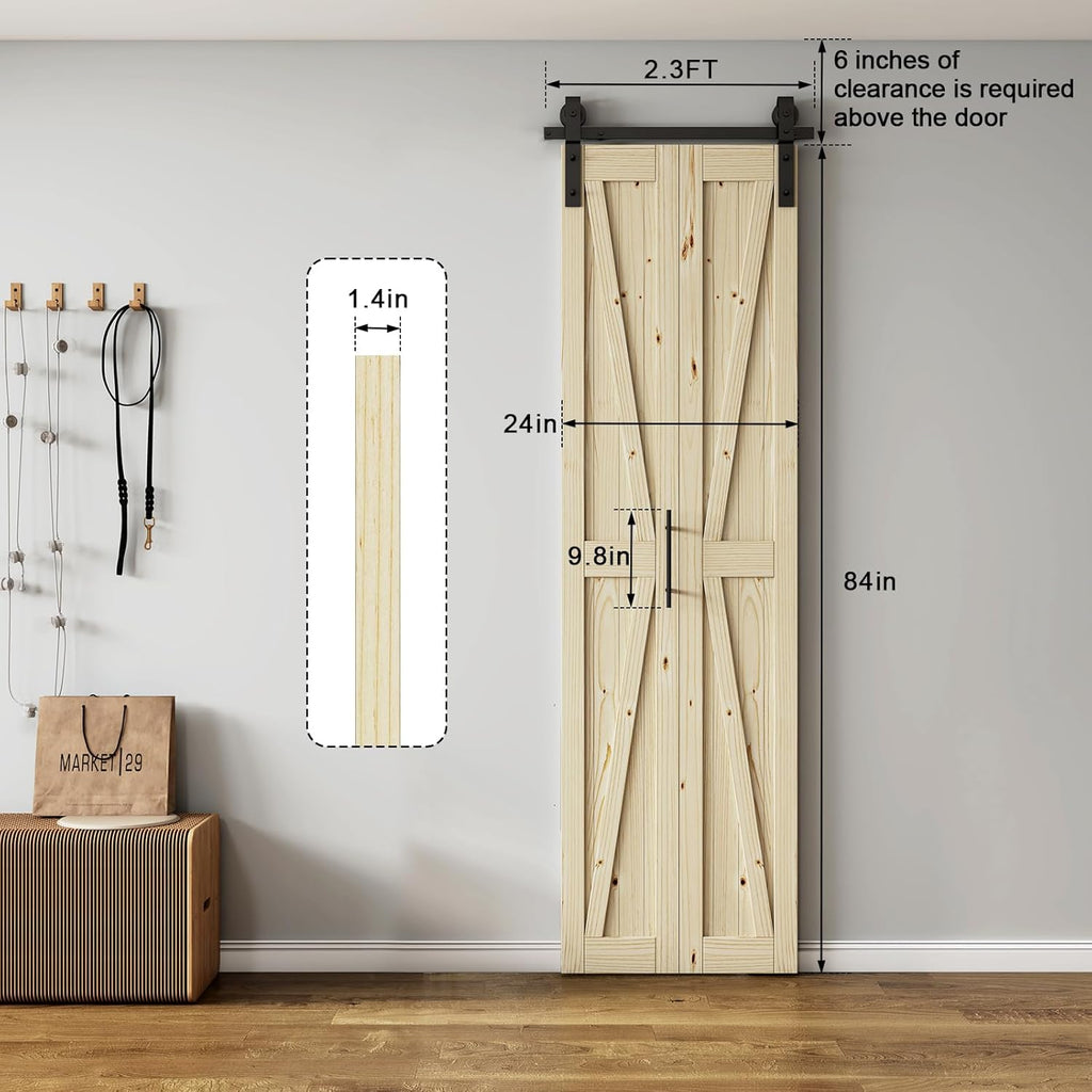 LOVMOR Bifold Barn Door,Bi-Fold Sliding Closet Doors,Pine,No Assembly Required,Without Hardware Kit