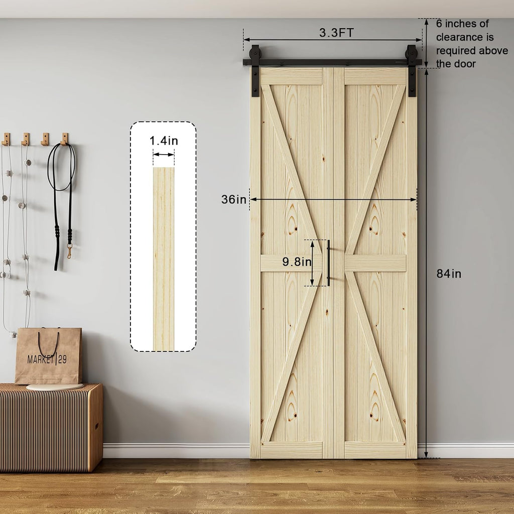 LOVMOR Bifold Barn Door,Bi-Fold Sliding Closet Doors,Pine,No Assembly Required,Without Hardware Kit