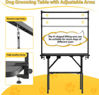 LOVMOR 36 Inch Dog Grooming Table,Foldable Pet Grooming Tables at Home with Adjustable Arm,Nooses, Mesh Tray