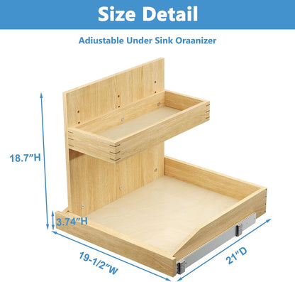 LOVMOR Under Sink Organizers and Storage 22½” W x 21” D, 2 Tier Pull Out Cabinet Organizer with U Bracket, Adjustable Pull Out Cabinet organizer for Bathroom Kitchen(Right)