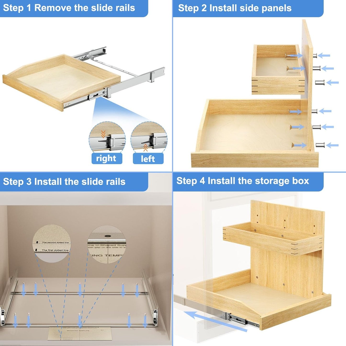 LOVMOR Under Sink Organizers and Storage 22½” W x 21” D, 2 Tier Pull Out Cabinet Organizer with U Bracket, Adjustable Pull Out Cabinet organizer for Bathroom Kitchen(Right)