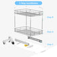 LOVMOR Cabinet Organizer, 2-Tier Pull Out Cabinet Organizers 14" W x 21" D, Pull Out Home Organizers Chrome Pull Out Drawer for Base Cabinet Silver