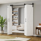 LOVMOR Bifold Barn Door,Bi-Fold Sliding Closet Doors,Pine,No Assembly Required,Without Hardware Kit