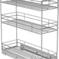 LOVMOR Pull Out Spice Rack for Narrow Cabinet (5½" W X 21" D),3 Tier Slide Out Cabinet Organizer and Pull Out Shelves Under Cabinet Storage for Kitchen, Chrome