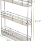 LOVMOR 3-Tier Pull Out Cabinet Organizer Spice Rack for Narrow Cabinet 6" W x 20½" D, Slide Out Wood Shelves Storage for Kitchen