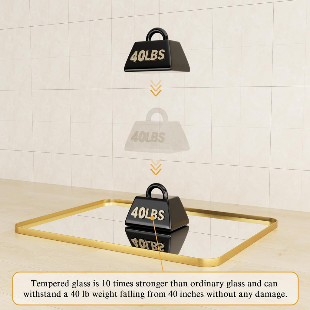 Lovmor Gold Bathroom Mirrors for Wall, 20X30 Inch Rounded Rectangle Mirror, Gold Bathroom Vanity Mirror, Metal Framed Wall-Mounted Mirror,Tempered Glass,（Horizontally or Vertically