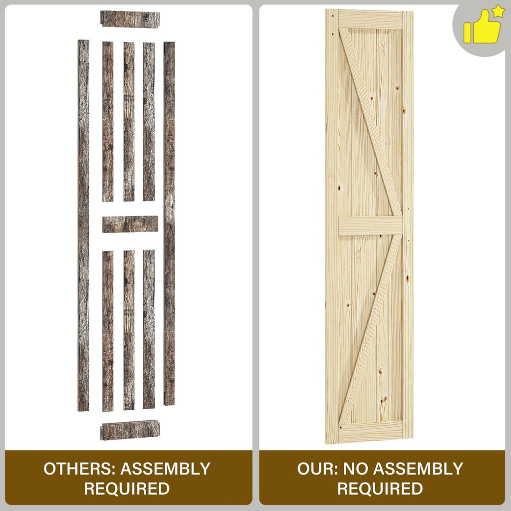 LOVMOR Bifold Barn Door,Bi-Fold Sliding Closet Doors,Pine,No Assembly Required,Without Hardware Kit