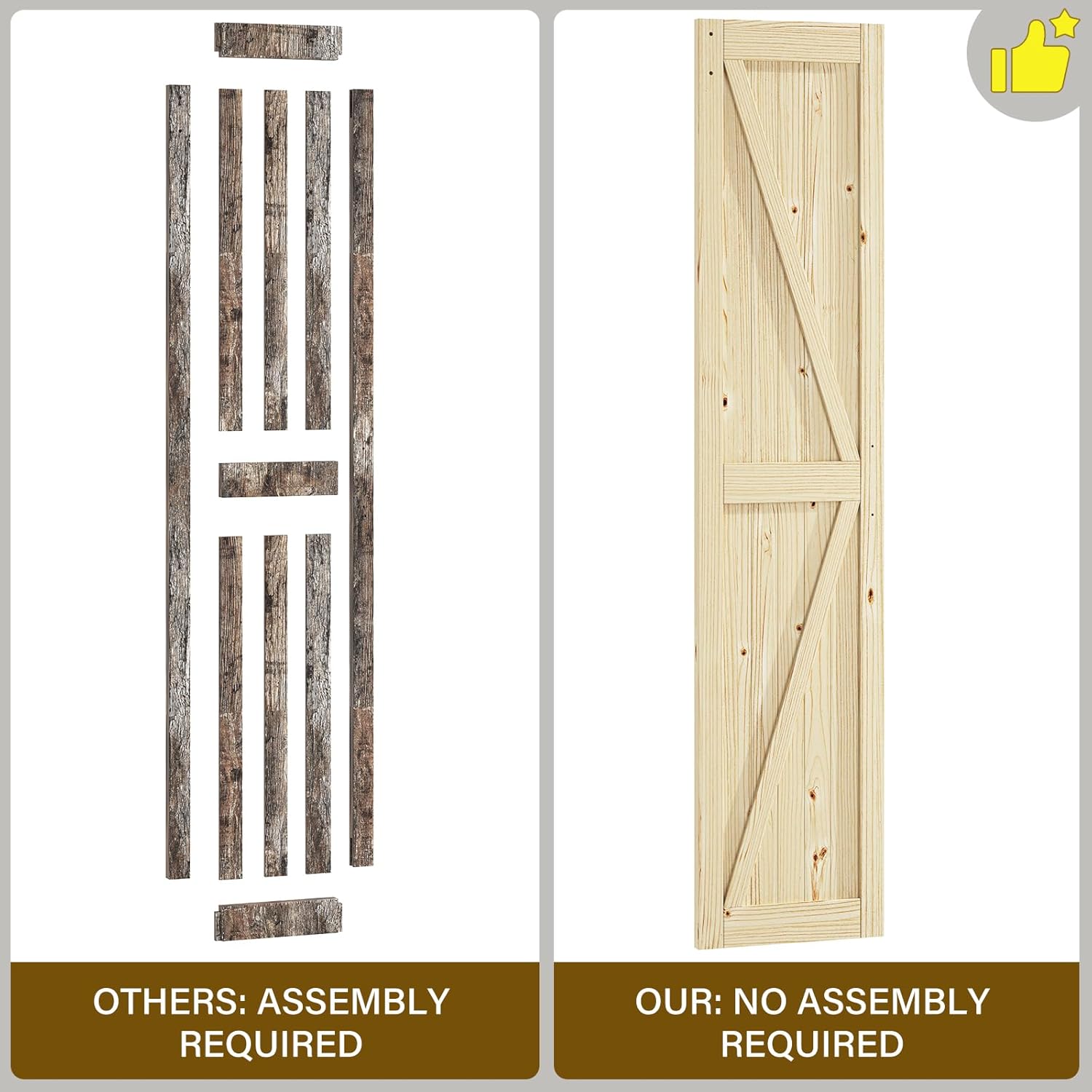 LOVMOR Bifold Barn Door,Bi-Fold Sliding Closet Doors,Pine,No Assembly Required,Without Hardware Kit