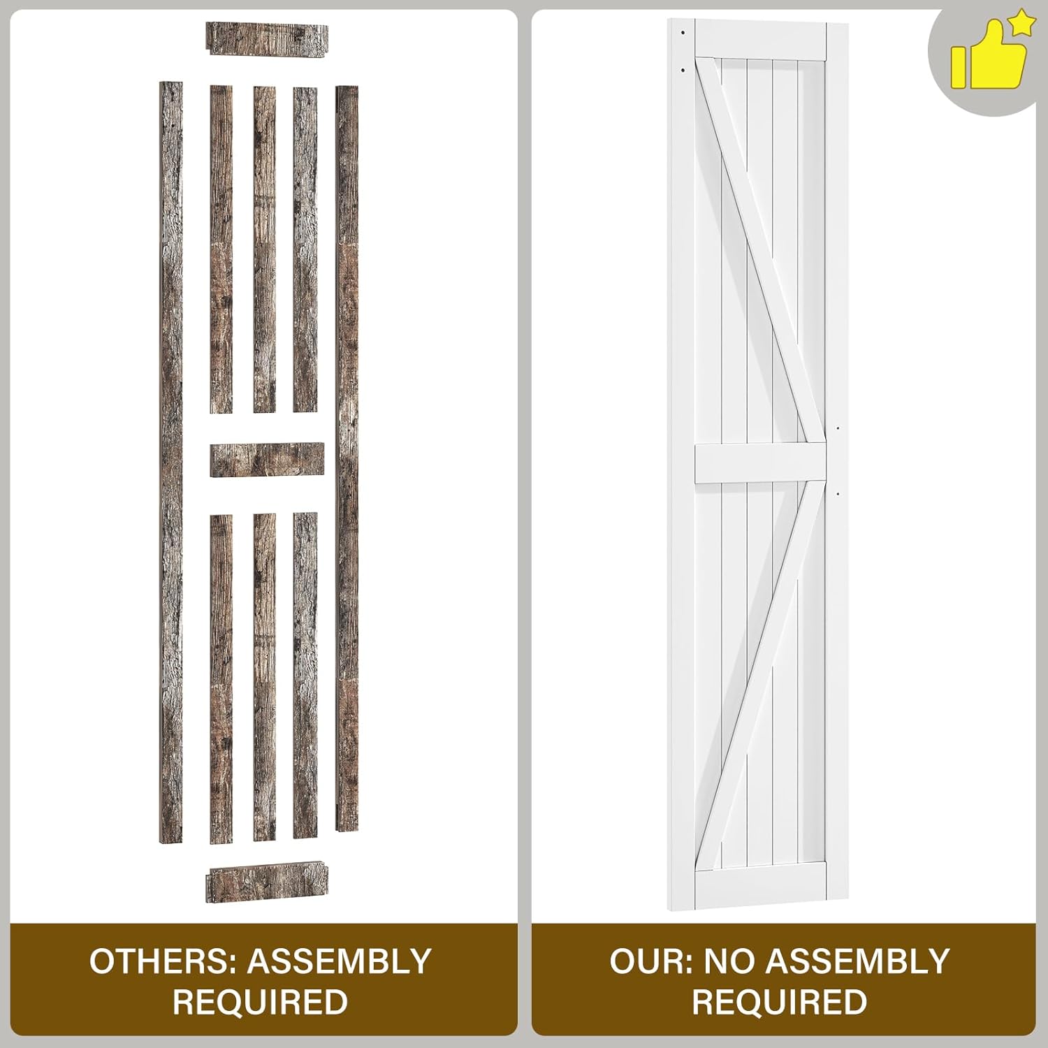 LOVMOR Bifold Barn Door,Bi-Fold Sliding Closet Doors,Pine,No Assembly Required,Without Hardware Kit