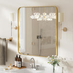Lovmor Gold Bathroom Mirrors for Wall, 20X30 Inch Rounded Rectangle Mirror, Gold Bathroom Vanity Mirror, Metal Framed Wall-Mounted Mirror,Tempered Glass,（Horizontally or Vertically