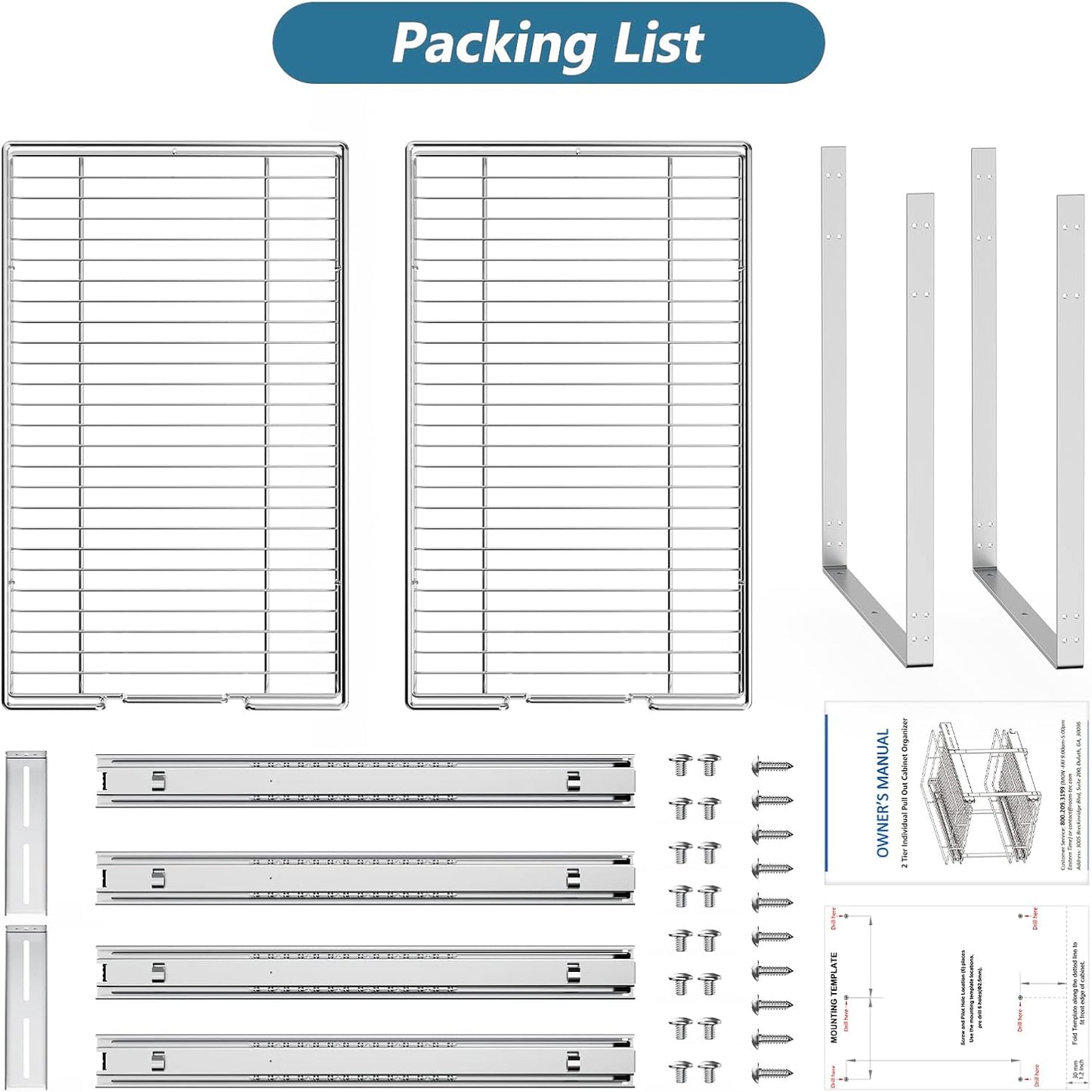 LOVMOR 2 Tier Individual Pull Out Cabinet Organizer 11"W x 21"D, Slide Out Kitchen Cabinet Storage Sliding Shelves