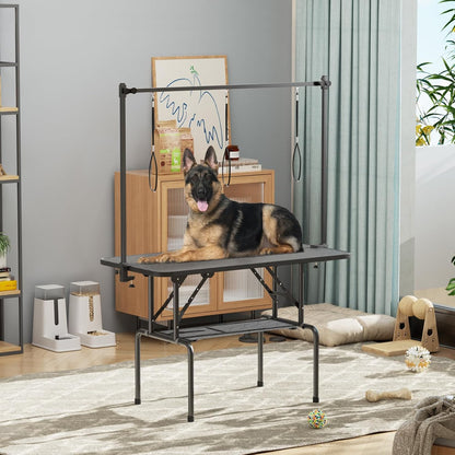 LOVMOR 36 Inch Dog Grooming Table,Foldable Pet Grooming Tables at Home with Adjustable Arm,Nooses, Mesh Tray