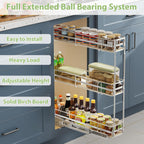 LOVMOR 3-Tier Pull Out Cabinet Organizer Spice Rack for Narrow Cabinet, Slide Out Wood Shelves Storage for Kitchen