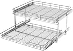 LOVMOR 2 Tier Individual Pull Out Cabinet Organizer 11"W x 21"D, Slide Out Kitchen Cabinet Storage Sliding Shelves